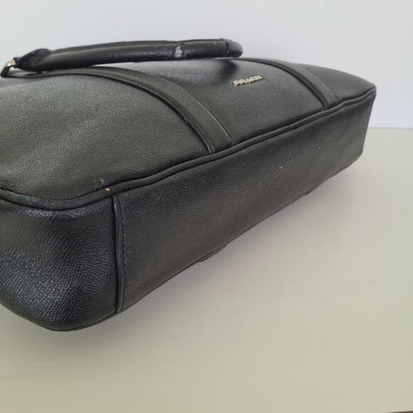COACH Crossgrain Leather Briefcase Laptop Bag Black Unisex Large Zip 15x11x3 - Picture 12 of 15